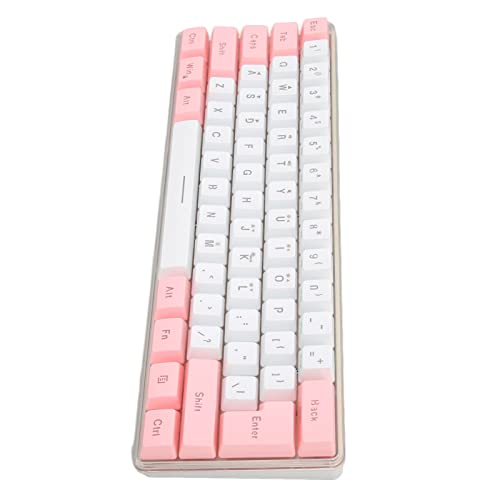KIMISS Gaming Tastatur USB, Farbe RGB Light Key Line 61 Tasten Kontrasttrennung Mechanisch Verkabelt für Bürospiele Orange Beige (Weiß Rosa) von KIMISS