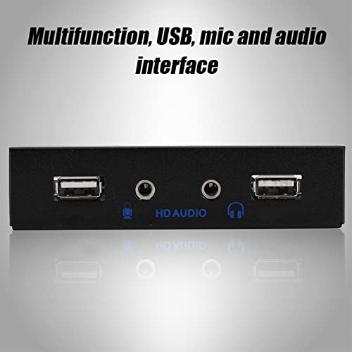 KIMISS HD-Audio und USB-Header PC-Frontplatte USB 2.0 und Audio Black Metal USB 2.0 Hdaudio Floppy-Frontplatte 3,5 '' 9-polig auf 2 USB 2.0-Schnittstelle mit Mikrofon-Audio von KIMISS