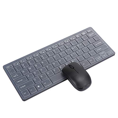 KIMISS Kabellose 2,4-G-Tastatur, mit Tastaturschutz, USB-Empfänger, Bluetooth-Tastatur und Maus-Set, Maus-Set für Notebook, Büro, Gaming, Plug-Play (Weiß K 8209 03) (Schwarz) von KIMISS