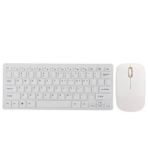 KIMISS Kabellose 2,4-G-Tastatur, mit Tastaturschutz, USB-Empfänger, Bluetooth-Tastatur und Maus-Set, Maus-Set für Notebook, Büro, Gaming, Plug-Play (Weiß K 8209 03) (Weiss) von KIMISS