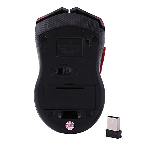 KIMISS Kabellose Gaming-Maus, 2,4 G, 6 Tasten, 2400 DPI, Verstellbare Gaming-Mäuse, USB-WLAN-Maus mit Langem Akkubetrieb, Optische WLAN-Maus für Computer, Laptops, Computer, von KIMISS