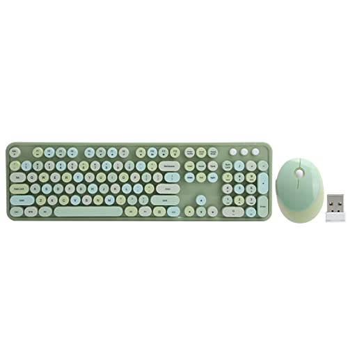 KIMISS Kabellose Tastaturmaus, USB-Laufwerk Ergonomische Mechanische Kabellose Englische Tastatur Combo Faltbar für Hand Feel Windows XP Win7 Win8 Win10Blue (Sweet grün gemischte Farbversion) von KIMISS