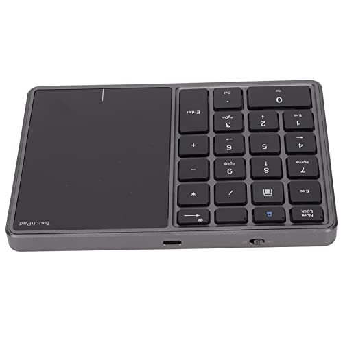 KIMISS Kabelloser Ziffernblock, Design 22 Tasten 2.4G Dual Mode Bluetooth Tastatur mit Touchpad Touchpad Anschluss Type C Interface Laptop KeypadGray (Grau) von KIMISS