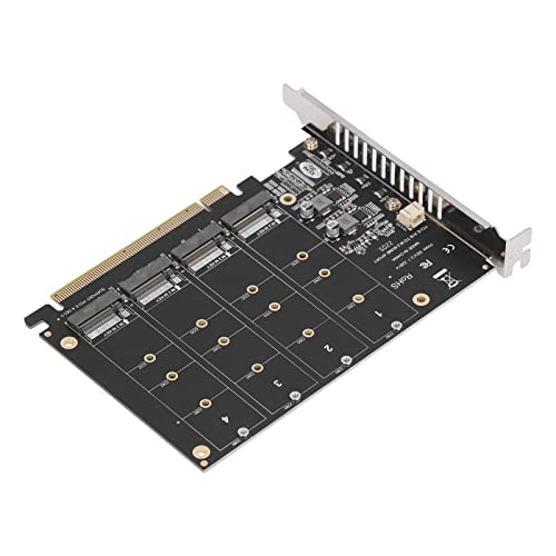 KIMISS M.2 NVME SSD, 4 Port High Speed ​​4x32Gbps Sprachwechsler Mikrofon zu PCIE X16 Adapter mit Preamp Soft Raid Card Individuelle LED-Anzeige für Computer von KIMISS