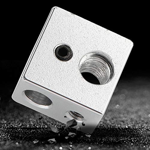 KIMISS Mk10 Heatblock 3D-Drucker-Teile, Aluminiumlegierung, 20 X 20 X 13 Mm, Aluminium Mk10 Extruder Hotend-Heizblock, M7-Gewinde, Heatbreak für 3D-Drucker von KIMISS