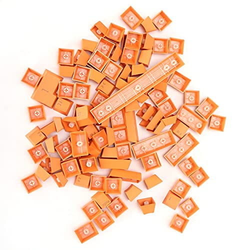 KIMISS PBT-Tastenkappen Ergonomisch, Widerstandsfähig, Bunt, 108 Tasten, Durchsichtiges Design, Öl-Tastenkappen, Videospiel-Tastenkappe für Mechanische Tastatur, Lila (Orange) von KIMISS