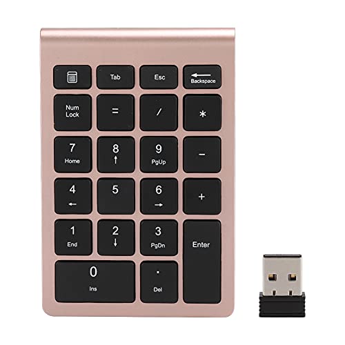 KIMISS RF304 22 Tasten, 2.4G Wireless Tastatur Nummernblock für Ziffernblock USB Gold Bluetooth mit ReceiverSilver Black (Roségold) von KIMISS