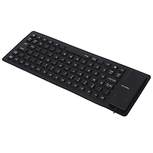 KIMISS Roll-Up-Tastatur, Kabellos, Flexible Silikon-Tastatur, Vollständig Versiegeltes Design, Leicht, Tragbar, Leise, Weich, Bequem, USB, Kabelgebunden für PC (Schwarz) von KIMISS