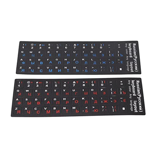 KIMISS Russische Tastaturaufkleber Laptop Russische Aufkleber Tastatur PVC 2 Stück Russische Tastaturaufkleber Einzigartige Beschichtung Wasserdicht Staubdicht Russisches Alphabet (1 Blau 1 Rot) von KIMISS