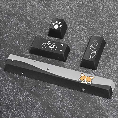 KIMISS Tastatur-Tastenkappe Mechanische Tastenkappe Ptb DIY Black Dogs Pattern Keycaps Spaceescenternumpad Enter-Tastenkappe für Mechanische Tastatur (Black Dogs Pattern, 4Pcs) von KIMISS