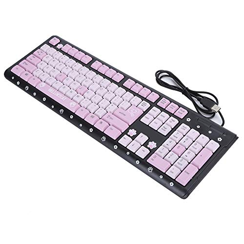 KIMISS Tastatur USB Verkabelt, Cartoon für Home Office Laptop Klappbar Cb Ultrathin Cute Mount Computer Universal (Rosa) (Schießpulver) von KIMISS