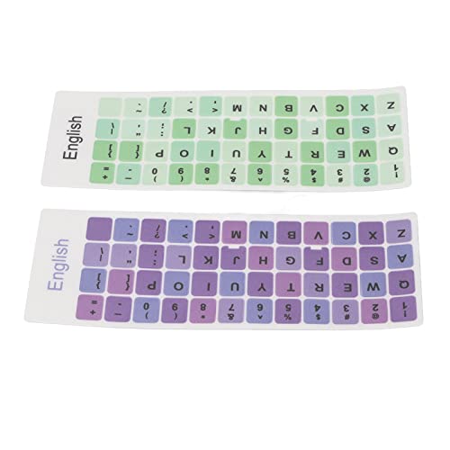 KIMISS Tastenkappen-Aufkleber, Englische Tastatur-Aufkleber, PVC, 2 Stück, Tastatur-Aufkleber, Bunt, Englischsprachig, Staubdicht, Wasserdicht, Beschichtung, PVC-Material, für (B) von KIMISS