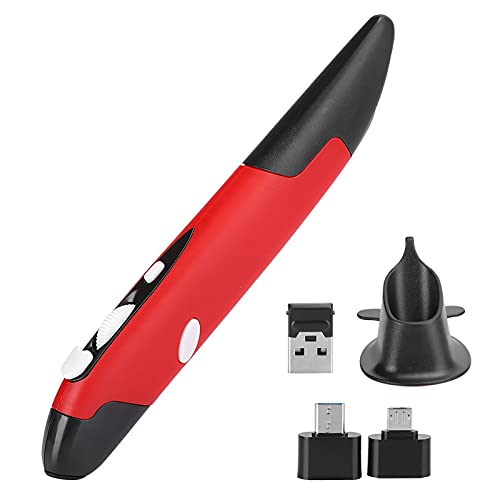 KIMISS USB-Computer-Eingabestift, 2,4-G-Maus-Stifttyp Personalisierter Stylet Souris PC PC-Teile Kabellos Innovative Vertikale(Red PR 03) (Rot) von KIMISS