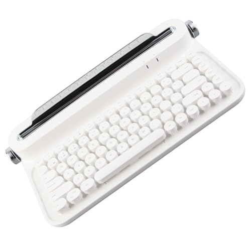 KIMISS Vintage-Tastatur mit Integriertem Ständer für, IOS, 86 Tasten, Tragbar, Kabellos (White) von KIMISS