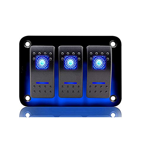 Kippschalter 12-24V IP66 Wasserdichtes 3-poliges 5-poliges LED-Wippschalter-Bedienfeld mit Überlastschutz Blaulicht Farbe Universal für RV Car Marine Boat von KIMISS
