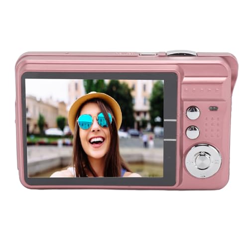 Kompakte 4K-Digitalkamera, 48 MP HD, 8-facher Zoom, Anti-Shake-Fill-Light-Reisekamera für Teenager und (PINK) von KIMISS