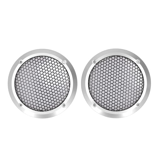 Lautsprecher Grill Guard Protector 2pcs Lautsprecher Deckt Schwarze Runde Lautsprecher Grill Mesh Deco Ive Subwoofer mit 8 Schrauben OD 97 Mm für Autolautsprecher (Black) (Silver) von KIMISS