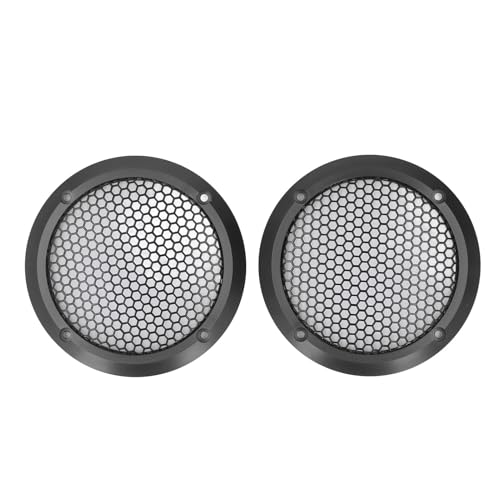 Lautsprecher Grill Guard Protector 2pcs Lautsprecher Deckt Schwarze Runde Lautsprecher Grill Mesh Deco Ive Subwoofer mit 8 Schrauben OD 97 Mm für Autolautsprecher (Black) von KIMISS
