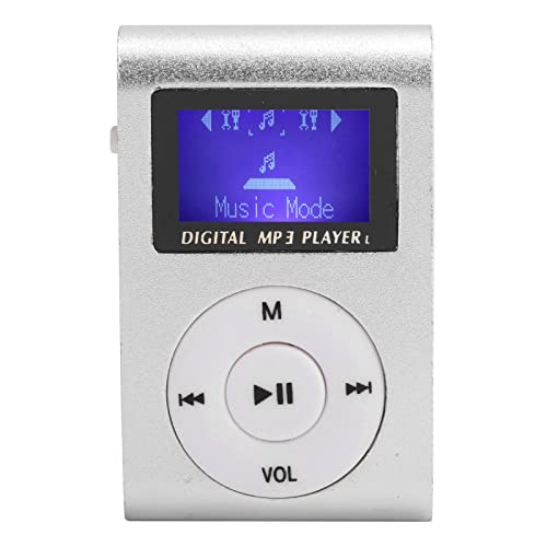 MP3-Player Aluminiumlegierung, Tragbarer -MP3-Musik-Player, Sport-Backclip, LCD-Bildschirm, MP3-Unterstützung, Speicherkarte (Silber) von KIMISS