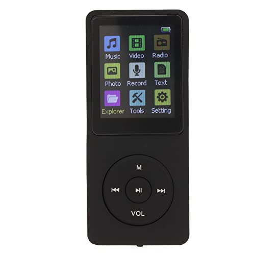 MP3-Player mit TF-Kartenunterstützung, Tragbares Radio Thin 1. 8 LCD-Digital-Musikplayer mit Zubehör für Kleine Speicherkarten – Tragbarer MP3-MP4-Player (Black) von KIMISS
