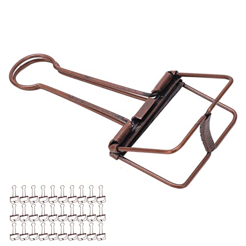 Metalldrahtklammern, 30 Pcs Binder 2 Zoll Hohl aus Starke Klemme 30pcs 51mm Papier Multi Purpose Small for Notes Tickets Papers Bronze Office Lieferantenschule Zubehör Dokument (Kupferfarbe) von KIMISS