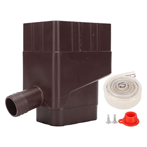 Regenwassersammelsystem, Standard -Downspout -Wassersystem, Rechteckiger Standard, Butts & Fass -Diverter -Stecker mit 40 -Zoll -Schlauch für Rasengarten Weiß Einfach Installation, (Dunkelbraun) von KIMISS