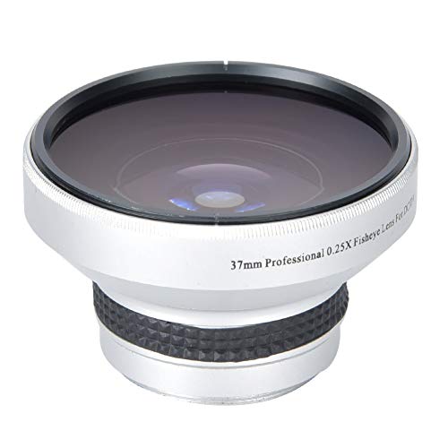 Silbernes 37-mm-Fisheye-Objektiv mit 0,25-facher Vergrößerung für Kameraobjektive, Große Bildreichweite, Nahaufnahmen, Langlebige Aluminiumlegierung und Optisches Glas von KIMISS