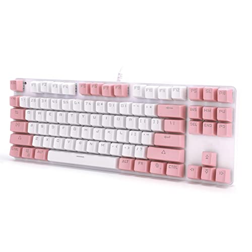 Tastatur Mechanisches Gaming, Key Mixed Light Computerzubehör 87 für Desktop-Laptop K100Style 2 (Weiß Rosa) von KIMISS