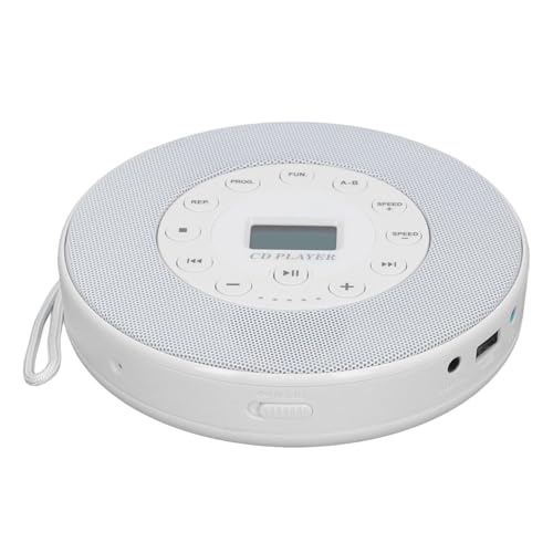 Tragbarer CD -Player mit Lautsprechern überspringen 1500mAh Wiederaufladbare CD -Player für CD CD RW MP3 - Hi - FI Stereo Sound - Portable CD -Player (Schwarz ohne Bt) (Weiß ohne bt) von KIMISS