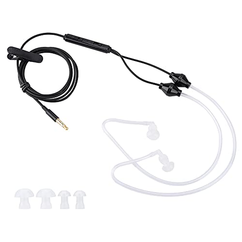 Dual-Headset,Tragbarer Kopfhörer 3, 5 Mm Kopfhörer Kunststoff, Metall Strahlungsschutz 3, 5 Mm Luft Schallschlauch Ohrhörer Mikrofon Kopfhörer für Handy Schwarz (Schwarz) von KIMISS