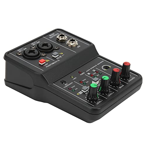 USB-Mixer 2-Kanal-Audio-Mixer USB 48V Phantomspeisung Kompaktes Sound-Mischpult für Musikaufnahmen Heim-Karaoke Internet-Karaoke 2-Kanal-Audio-Mixer von KIMISS