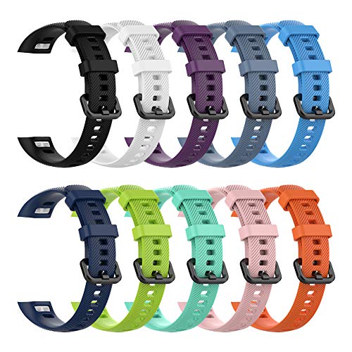Uhrenarmband, Buntes Ersatz-Zubehör Silikon-Armband aus Weichem Silikon, Ersatz-Armband für Huawei Band 3 Pro und Band 4 Pro (Schwarz) von KIMISS