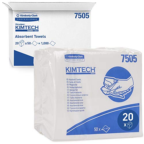 Kimtech Saugfähige Faltwischtücher 7505 – 20 Beutel mit je 50 Wischtüchern, weiß von KIMTECH