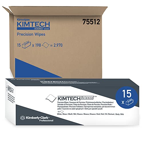 Kimtech Science Präzisionswischtücher 7551 – 15 Spenderboxen mit je 198 Wischtüchern, 1-lagig, weiß von KIMTECH