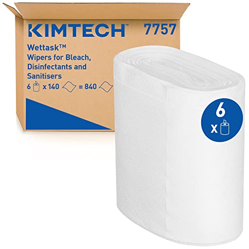 Kimtech Wettask DS Reinigungstücher für Lösungsmittel 7757 – industrielle Reinigungstücher – 6 Rollen x 140 weiße Reinigungstücher (insg. 840) von KIMTECH