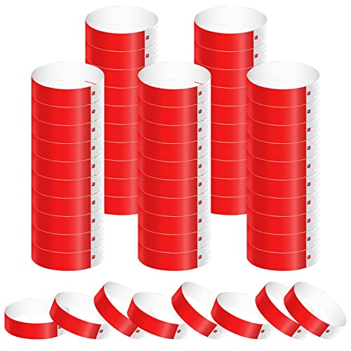 500 Stück Papierarmbänder, Wasserdicht Neon Armbänder Bändchen Papier für Events Handgelenk Party Bänder Papier Eintrittsarmbänder für Musikfestival Konzert Wettbewerb (Rot) von KINBOM