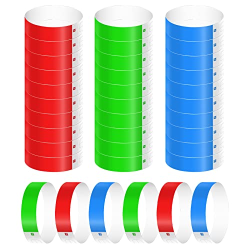 KINBOM 300 Stück Neon Armbänder, Wasserdicht Papierarmbänder für Veranstaltungen Handgelenk Party Bänder Bunt Papierarmbänder für Veranstaltungen Partys Konzerte Musikfestivals (Grün, Rot, Blau) von KINBOM