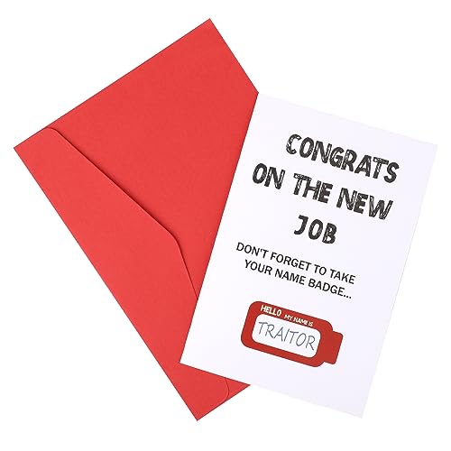 KINBOM Lustige Glückwunschkarte zum Neuen Job mit Umschlag, 15x20cm Abschiedsgeschenkkarte Praktisch Abschiedskarte zum Abschied von Kollegen für Kolleginnen Freundinnen und Kollegen (Verräterstil) von KINBOM