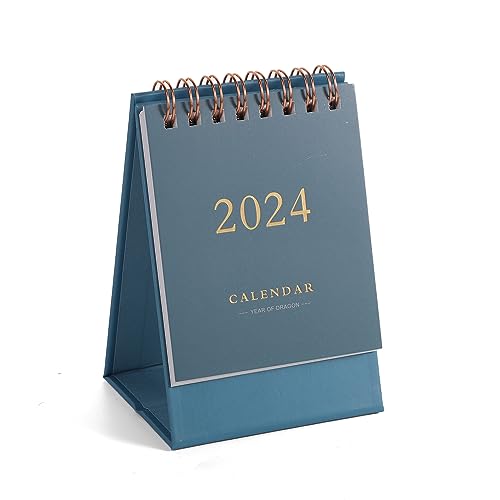 Mini Tischkalender, Kleiner Tischkalender Mini-Tischkalender 2023-2024 Winziger Tischkalender für Zuhause Büro Schule (2023.7-2024.12, Navy Blau) von KINBOM