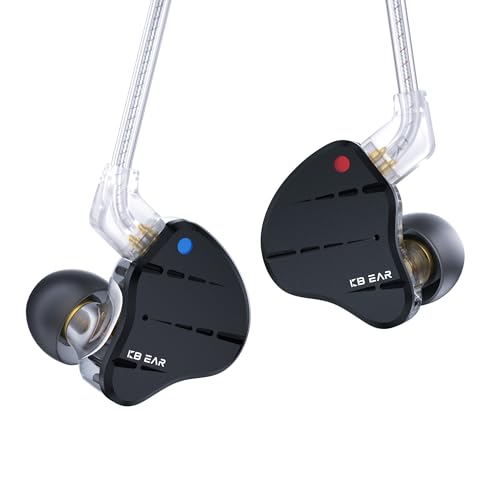 KBEAR KS10 Ohrmonitore Kopfhörer, professionelle Kabel Ohrhörer Earphone, HiFi Kbear im Ohrmonitor Kopfhörer Musiker Headset IEM Kopfhörer mit abnehmbarem 2 Pin Kabel (Schwarz, ohne Mikrofon) von KINBOOFI