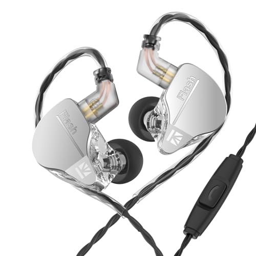 KINBOOFI KBEAR Flash 1DD + 1BA In-Ear-Kopfhörer, HiFi Kabelgebundene Ohrhörer Leichte Metallabdeckung Geräuschunterdrückung IEM mit HD-Mikrofon-Soundsteuerung Ergonomische Design-Ohrhörer von KINBOOFI