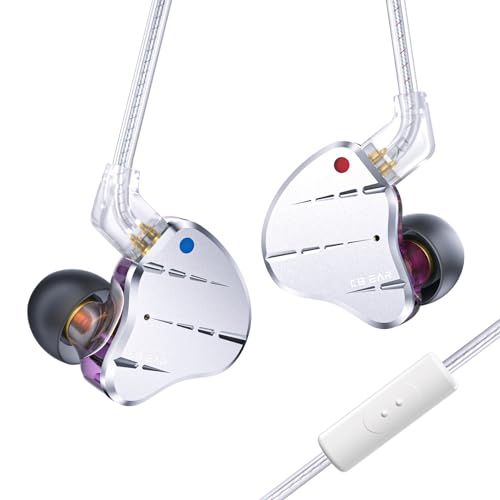 KINBOOFI KBEAR KS10 Ohrmonitore Kopfhörer, professionelle Kabel Ohrhörer Earphone, HiFi Kbear im Ohrmonitor Kopfhörer Musiker Headset IEM Kopfhörer mit abnehmbarem 2 Pin Kabel（Lila, mit Mikrofon） von KINBOOFI