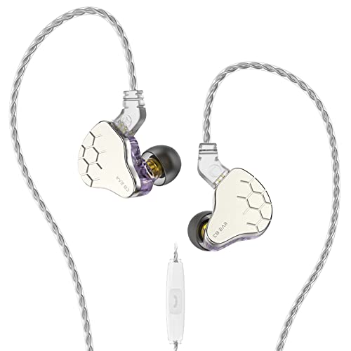 KINBOOFI KBEAR Lark In-Ear-Kopfhörer mit MEMS-HD-Mikrofon, 1BA+1DD HiFi-In-Ear-Ohrhörer Zwei Treibern, kabelgebundene Kopfhörer, Stereo-Sound IEM für Musiker (Violett, mit Mikrofon) von KINBOOFI