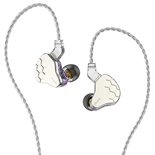 KINBOOFI KBEAR Lark In Ear Monitor, Metallgehäuse 1BA 1DD Dual Driver Stereo Sound HiFi-Ohrhörer Kabelgebundener Kopfhörer mit 2-poligem Kabel für Musiker Sänger (Violett, kein Mikrofon) von KINBOOFI