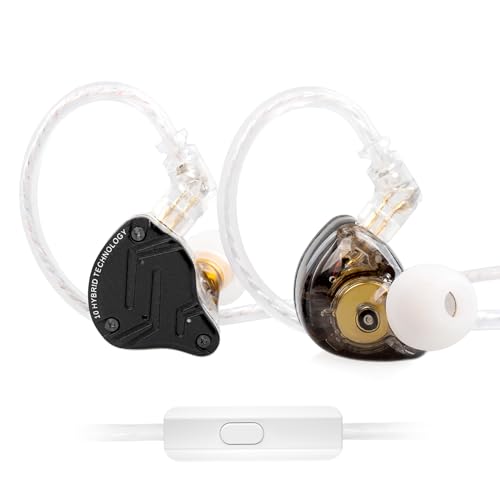 KINBOOFI KZ ZS10 Pro X im Ohrhörhelme, verbessert 4BA 1DD KZ Kopfhörer Multi-Treiber im Ohrhörhörer-IEM mit Abnehmbarer silberbekannter Legierungs-2Pin-Kabel für Audiophile (dunkel, mit Mikrofon) von KINBOOFI