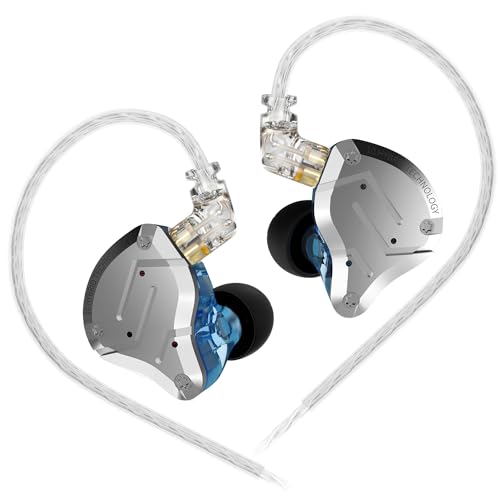 KINBOOFI KZ ZS10 Pro im Ohrmonitor-Ohrhörer-Kopfhörer, HiFi KZ-Kopfhörer mit 4BA- und 1DD-Treibern, KZ Upgrade ZS10 Pro mit abnehmbarem 0,75 mm 2-poligem 6N OFC-Kabel(NO Mic, Blue) von KINBOOFI