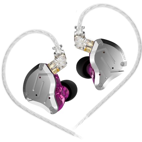 KINBOOFI KZ ZS10 Pro im Ohrmonitor-Ohrhörer-Kopfhörer, HiFi KZ-Kopfhörer mit 4BA- und 1DD-Treibern, KZ Verbessertes ZS10 Pro mit abnehmbarem 0,75 mm 2-poligem 6N OFC-Kabel (NO Mic, Purple) von KINBOOFI