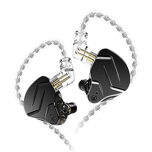 KINBOOFI KZ ZSN Pro X 1BA 1DD im Ohrhörer, KZ Ohrhörer im Ohrmonitor Kopfhörer mit abnehmbarem 0,75 mm 2-poligem Kabel (Schwarz, kein Mikrofon) von KINBOOFI