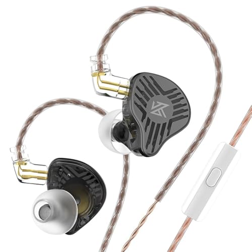 KZ EDS In-Ear-Kopfhörer, 10 mm, doppelte magnetische Schaltung, bewegliche Spuleneinheit, Konfiguration, hochauflösend, geräuschunterdrückend, Kopfhörer für Sport (mit Mikrofon, schwarz) von KINBOOFI