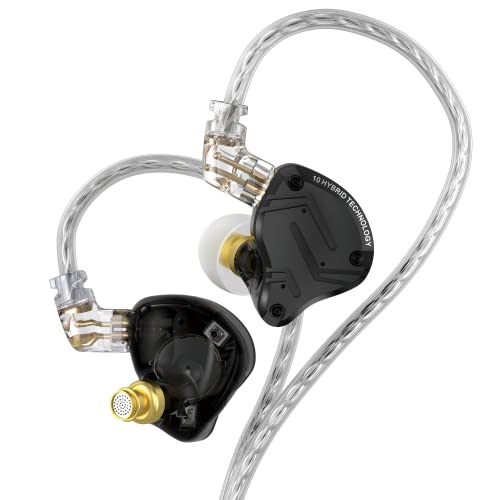KZ ZS10 Pro X in Ohrmonitor, verbessert 4BA 1DD KZ Kopfhörer Multi-Treiber im Ohrhörhörer-IEM mit abtrennbarer Silberverzögerung mit Legierung von 2-Pin-Kabel für Audiophile (dunkel, ohne Mikrofon) von KINBOOFI